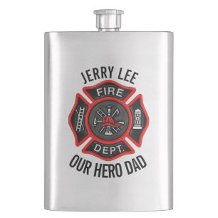 Firefighter Custom Text Name Personalized Flask
