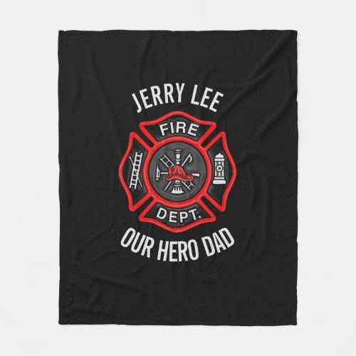 Firefighter Custom Text Name Personalized Fleece Blanket
