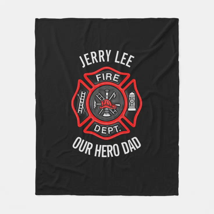 Firefighter Custom Text Name Personalized Fleece Blanket | Zazzle