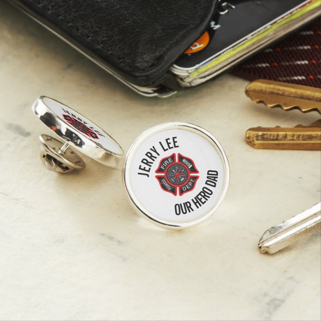 Firefighter Custom Text Name Personalized  Lapel Pin (In Situ)