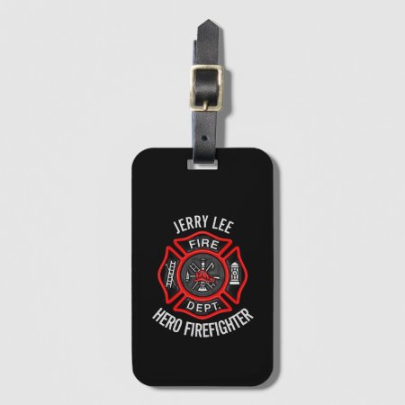 Firefighter Custom Text Name Personalized Luggage Tag