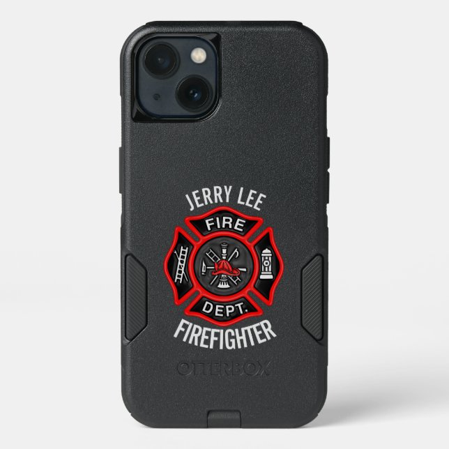 Firefighter Custom Text Name Personalized Otterbox iPhone Case (Back)