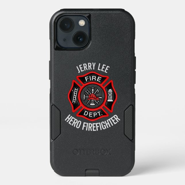 Firefighter Custom Text Name Personalized Otterbox iPhone Case (Back)