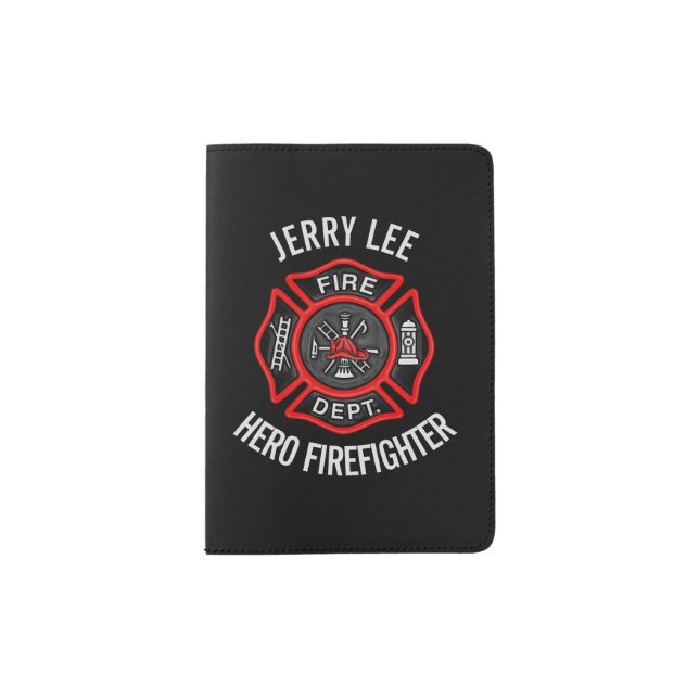 Firefighter Custom Text Name Personalized Passport Holder (Front)
