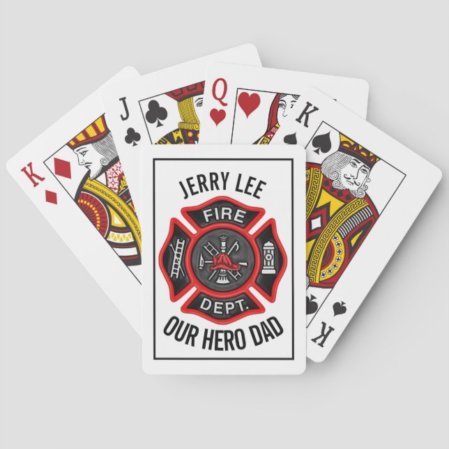Firefighter Custom Text Name Personalized Poker Cards (Back)