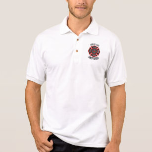 DXQIANG International Association of Fire Fighters Printed Funky Polo Shirt Business Button Down Shirt Top for Mens