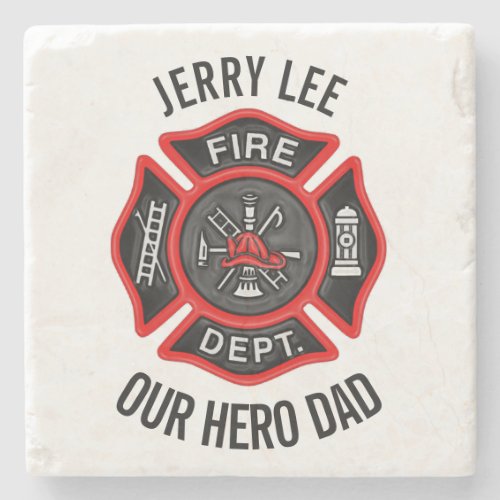 Firefighter Custom Text Name Personalized Stone Coaster