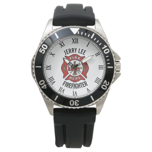 Firefighter Custom Text Name Personalized Watch