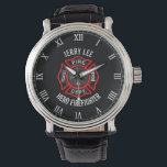 Firefighter Custom Text Name Personalized Watch<br><div class="desc">For your hero firefighter colleagues, dad, boyfriend, husband... ..as a wedding gift, birthday gift, father's-day gift, retirement gift... .and more. Personalize it with recipient's name and any text on the bottom or click the "Customize It" button to go to the design tool where you can resize image, add text, change...</div>