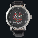 Firefighter Custom Text Name Personalized Watch<br><div class="desc">For your hero firefighter colleagues, dad, boyfriend, husband... ..as a wedding gift, birthday gift, father's-day gift, retirement gift... .and more. Personalize it with recipient's name and any text on the bottom or click the "Customize It" button to go to the design tool where you can resize image, add text, change...</div>