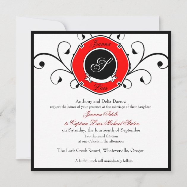 Firefighter Custom Wedding Invitations Zazzle   Firefighter Custom Wedding Invitations R3321dd89c7f64d409b8e0f9e084ab71a Tcvtr 630 