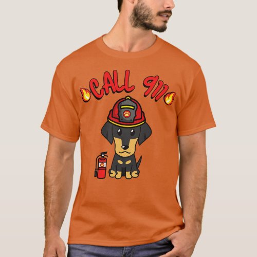 Firefighter Dachshund T_Shirt