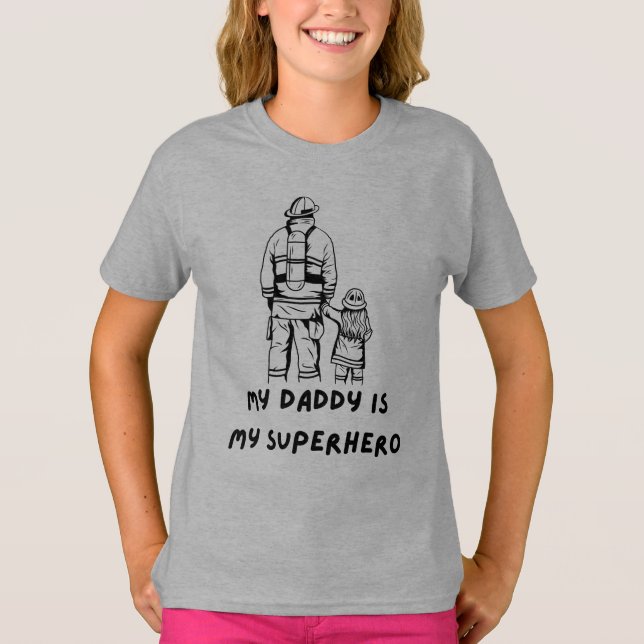 Firefighter Dad and Daughter Design T-Shirt (Front)