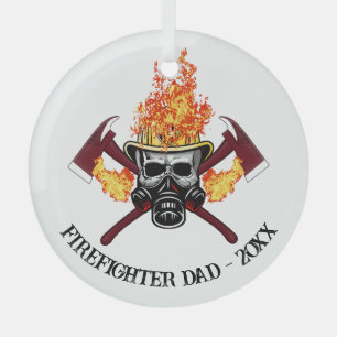 Firefighter Dad Custom Gift, personalized Fireman Glass Ornament