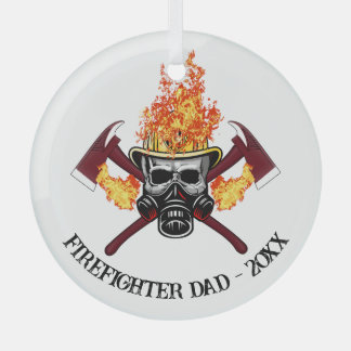 Firefighter Dad Custom Gift, personalized Fireman Glass Ornament