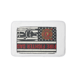 Firefighter Dad Distressed Flag Vector Design_1 Bath Mat