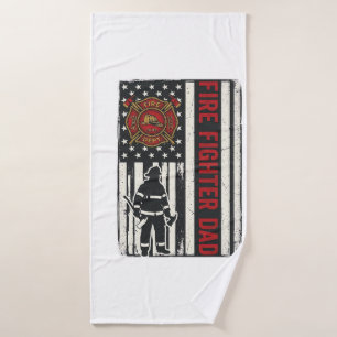Firefighter Dad Distressed Flag Vector Design_1 Bath Towel