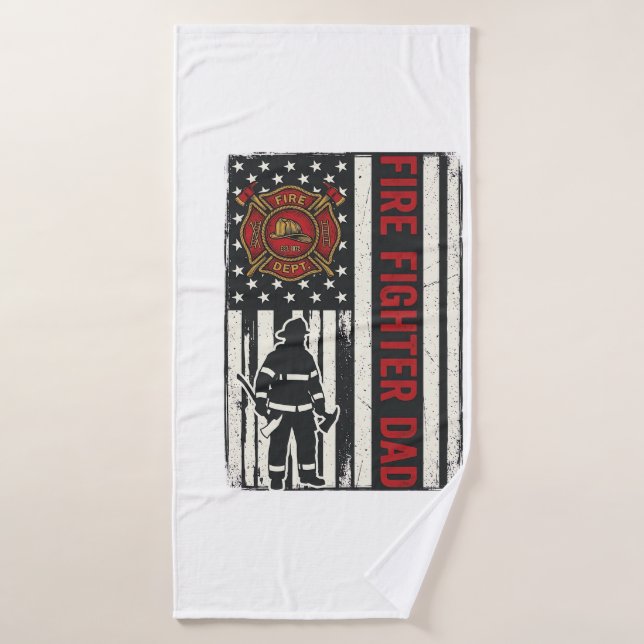 Firefighter Dad Distressed Flag Vector Design_1 Bath Towel (Bath Towel)