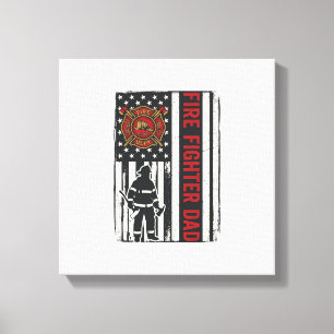 Firefighter Dad Distressed Flag Vector Design_1 Canvas Print