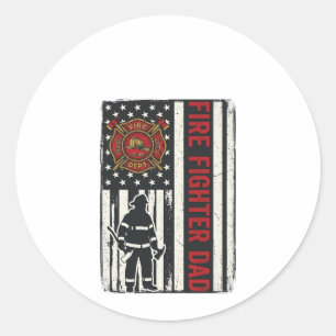 Firefighter Dad Distressed Flag Vector Design_1 Classic Round Sticker