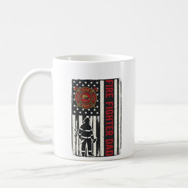Firefighter Dad Distressed Flag Vector Design_1 Coffee Mug (Left)