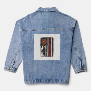 Firefighter Dad Distressed Flag Vector Design_1 Denim Jacket