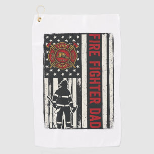 Firefighter Dad Distressed Flag Vector Design_1 Golf Towel