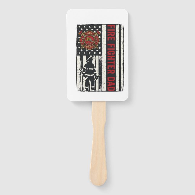 Firefighter Dad Distressed Flag Vector Design_1 Hand Fan (Front)
