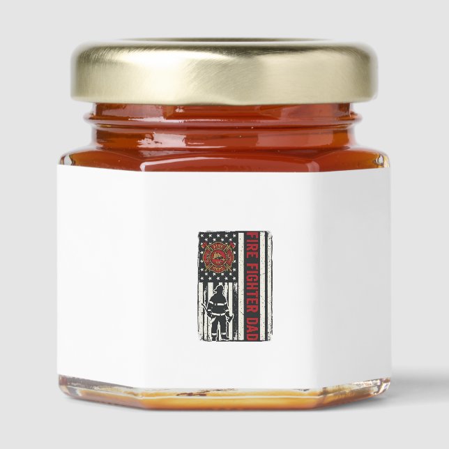 Firefighter Dad Distressed Flag Vector Design_1 Honey Jar Favors (Front)