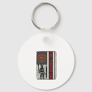 Firefighter Dad Distressed Flag Vector Design_1 Keychain