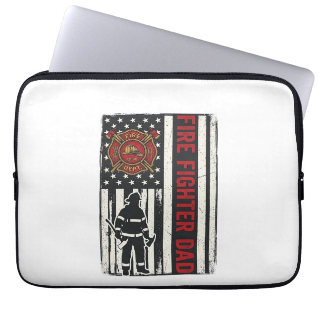 Firefighter Dad Distressed Flag Vector Design_1 Laptop Sleeve (Front)