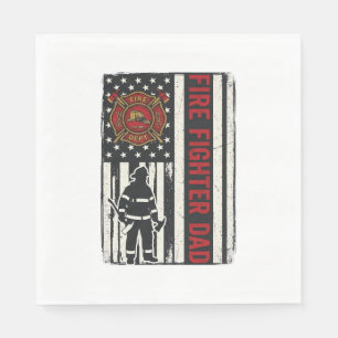Firefighter Dad Distressed Flag Vector Design_1 Napkins