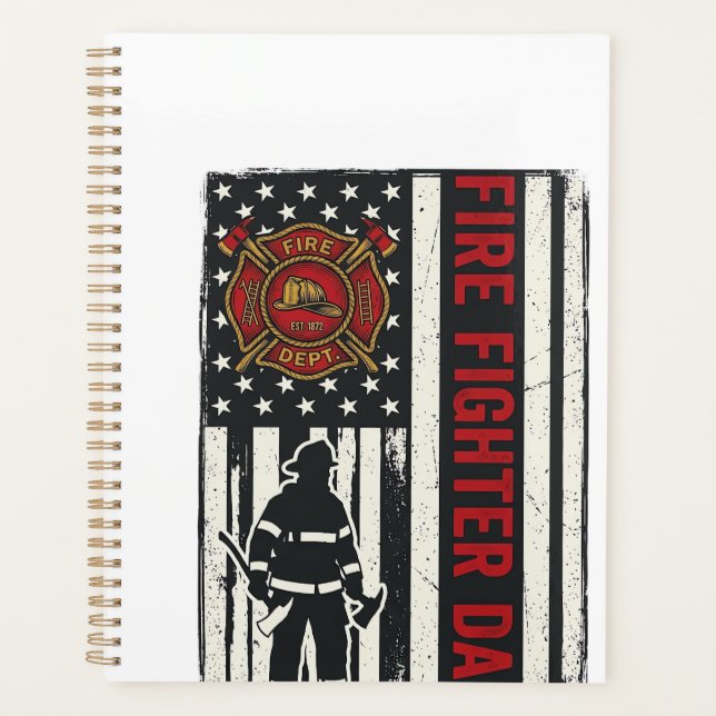 Firefighter Dad Distressed Flag Vector Design_1 Planner (Front)