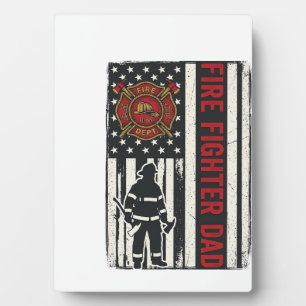 Firefighter Dad Distressed Flag Vector Design_1 Plaque