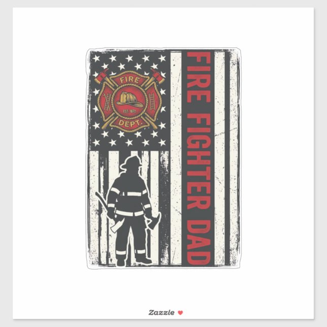 Firefighter Dad Distressed Flag Vector Design_1 Sticker (Sheet)