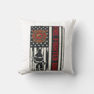 Firefighter Dad Distressed Flag Vector Design_1 Throw Pillow