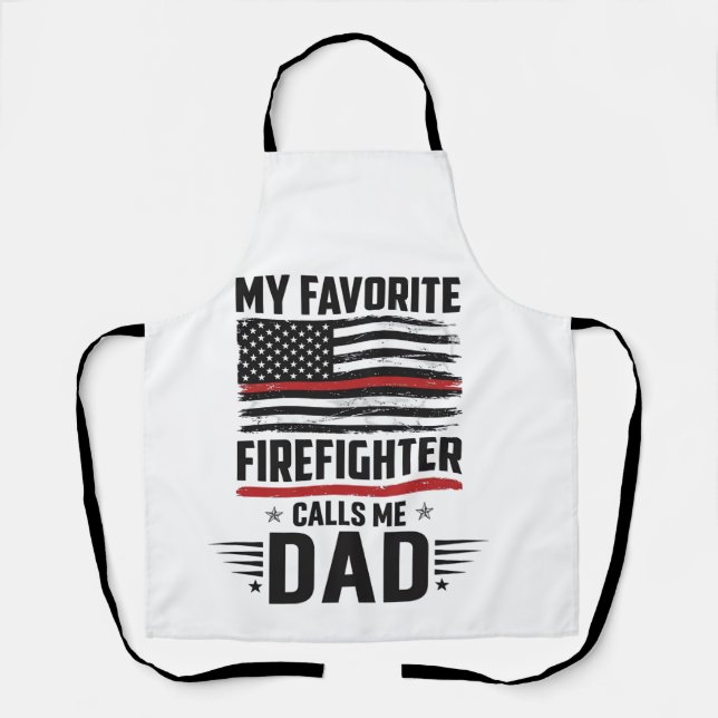 Firefighter Dad Flag Vintage Engraving Design_1 Apron (Front)