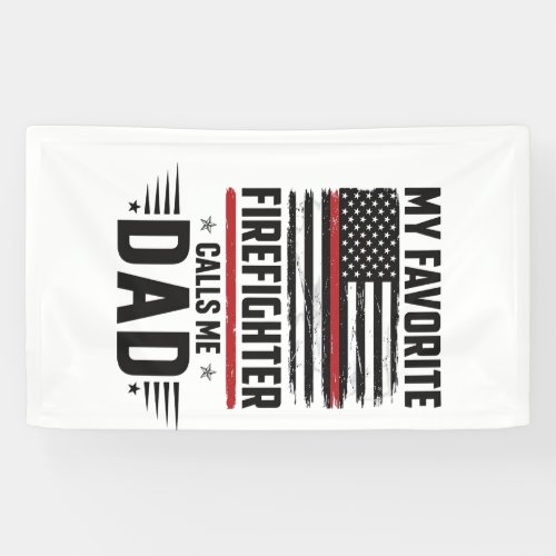 Firefighter Dad Flag Vintage Engraving Design_1 Banner