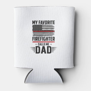 Firefighter Dad Flag Vintage Engraving Design_1 Can Cooler