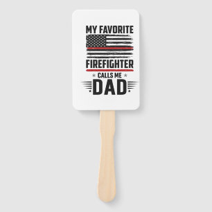 Firefighter Dad Flag Vintage Engraving Design_1 Hand Fan