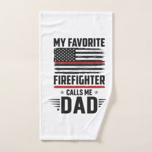 Firefighter Dad Flag Vintage Engraving Design_1 Hand Towel