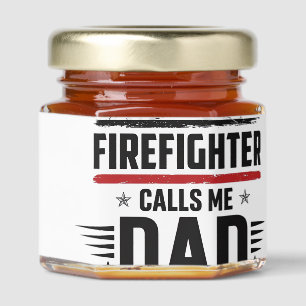 Firefighter Dad Flag Vintage Engraving Design_1 Honey Jar Favors