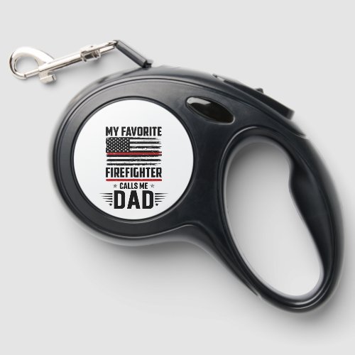Firefighter Dad Flag Vintage Engraving Design_1 Retractable Pet Leash