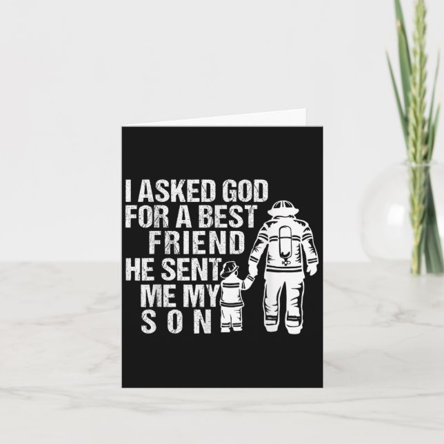 Firefighter Dad Son Quote New Daddy Fireman Dad Fa Card (Front)