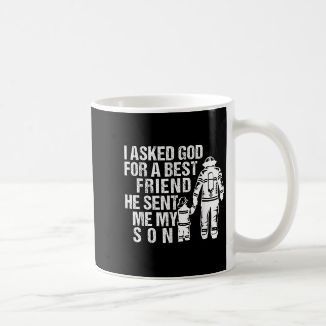 Firefighter Dad Son Quote New Daddy Fireman Dad Fa Coffee Mug (Right)