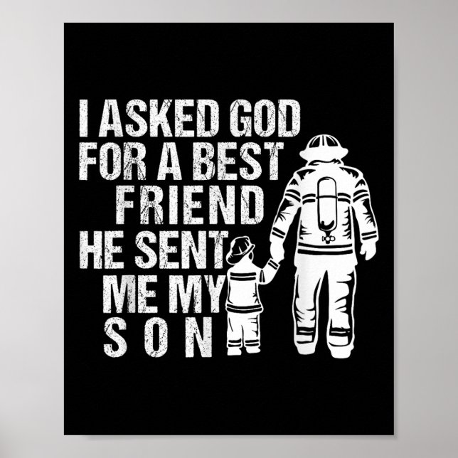 Firefighter Dad Son Quote New Daddy Fireman Dad Fa Poster (Front)