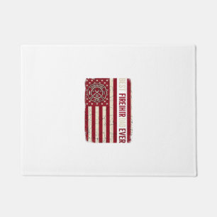 Firefighter Dad Vertical Flag Vintage Doormat