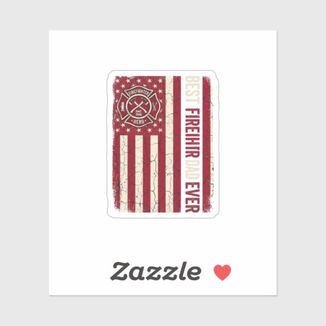 Firefighter Dad Vertical Flag Vintage Sticker (Sheet)