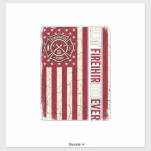 Firefighter Dad Vertical Flag Vintage Sticker