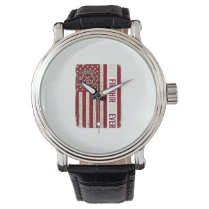Firefighter Dad Vertical Flag Vintage Watch
